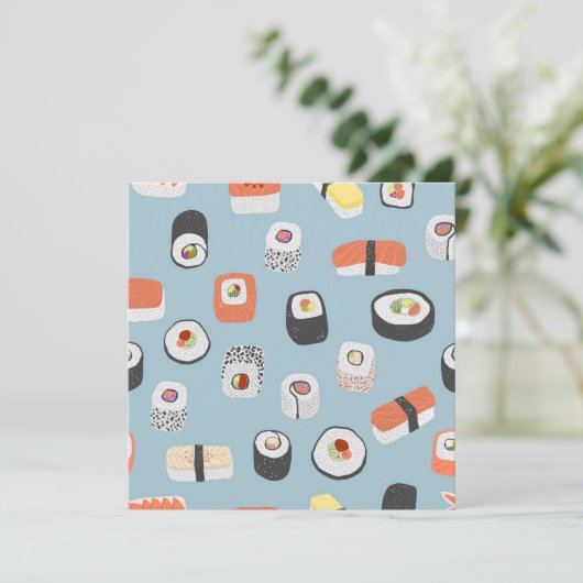 かわいい寿司誕生日カード アドバイスカード (スタンド正面)