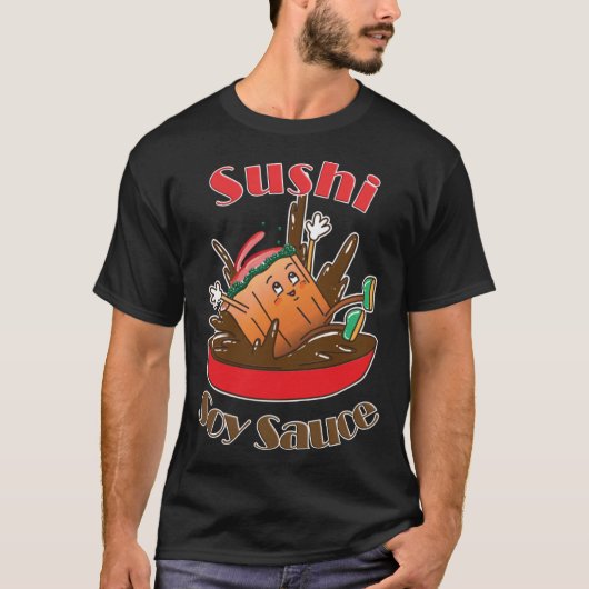 かわいい寿司飛び込み日本の食べ寿司 Tシャツ (正面)
