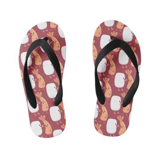 かわいい寿司飯の仲間の漫画 キッズビーチサンダル (フットベッド)