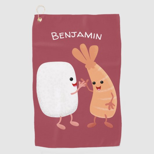 かわいい寿司飯の仲間の漫画 ゴルフタオル (正面)