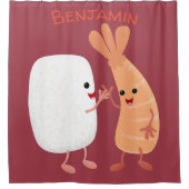 かわいい寿司飯の仲間の漫画 シャワーカーテン (正面)