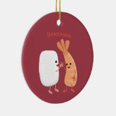 かわいい寿司飯の仲間の漫画 セラミックオーナメント (右)