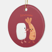 かわいい寿司飯の仲間の漫画 セラミックオーナメント (左)