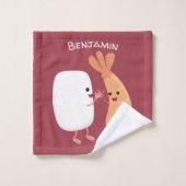 かわいい寿司飯の仲間の漫画 バスタオルセット (ウォッシュタオル)