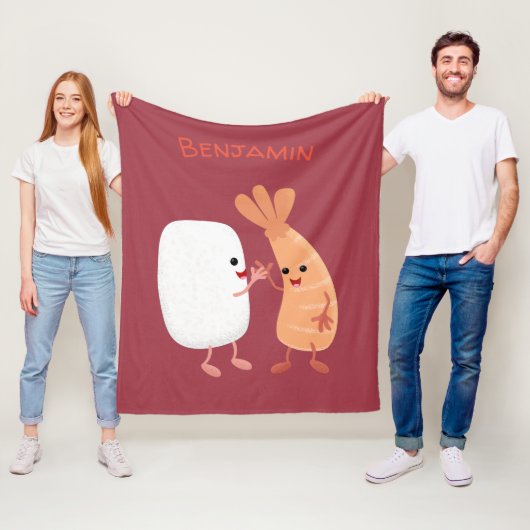 かわいい寿司飯の仲間の漫画 フリースブランケット (インサイチュ)