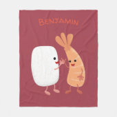 かわいい寿司飯の仲間の漫画 フリースブランケット (正面)