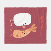 かわいい寿司飯の仲間の漫画 フリースブランケット (正面(横))