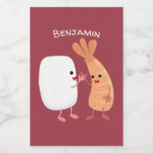 かわいい寿司飯の仲間の漫画 フードラベル (シングルラベル)