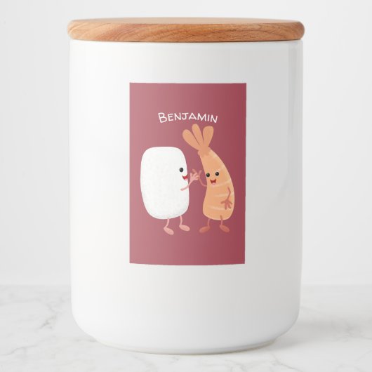 かわいい寿司飯の仲間の漫画 フードラベル (正面)