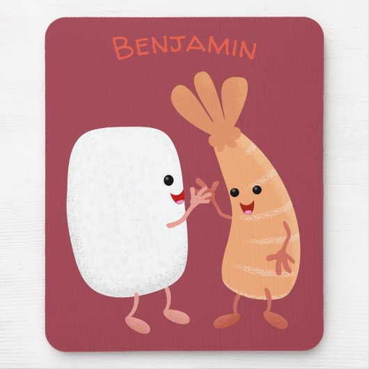 かわいい寿司飯の仲間の漫画 マウスパッド (正面)