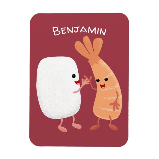 かわいい寿司飯の仲間の漫画 マグネット (縦)