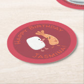 かわいい寿司飯の仲間の漫画 ラウンドペーパーコースター (アングル)