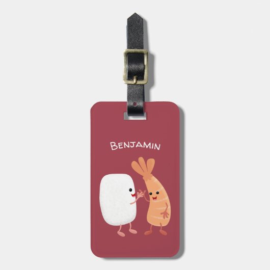 かわいい寿司飯の仲間の漫画 ラゲッジタグ (正面縦)