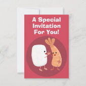 かわいい寿司飯の仲間の漫画 招待状 (裏面)