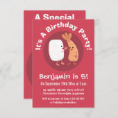 かわいい寿司飯の仲間の漫画 招待状 (正面/裏面)