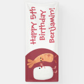 かわいい寿司飯の仲間の漫画 横断幕 (縦)