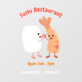 かわいい寿司飯エビの友人の漫画のウィンドウにしがみつく ウィンドウサイン (シート)