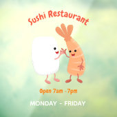 かわいい寿司飯エビの友人の漫画のウィンドウにしがみつく ウィンドウサイン (シート3)