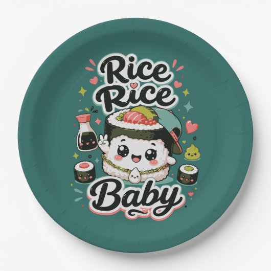 かわいい寿司 ごはんごはんベイビー ペーパープレート (正面)