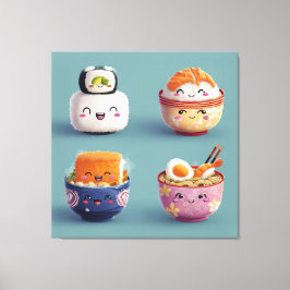かわいい寿司&ラーメン・クルー キャンバスプリント
