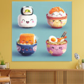かわいい寿司&ラーメン・クルー キャンバスプリント (インサイチュ (リビング))