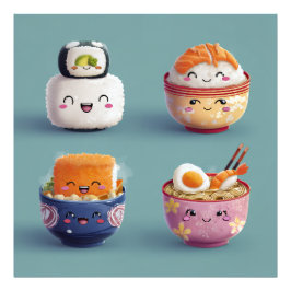 かわいい寿司&ラーメン・クルー フォトプリント