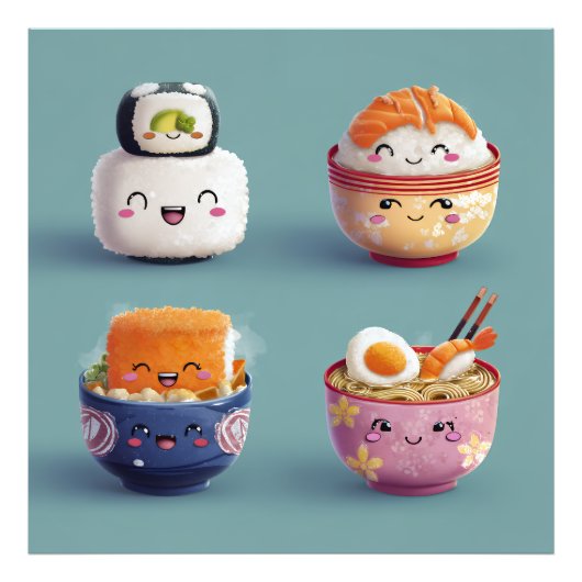 かわいい寿司&ラーメン・クルー フォトプリント (正面)