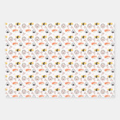 かわいい寿司&餃子ラッピング紙 – ホワイト ラッピングペーパーシート (正面3)