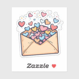 かわいい封筒いっぱいのハートバレンタインデー シール