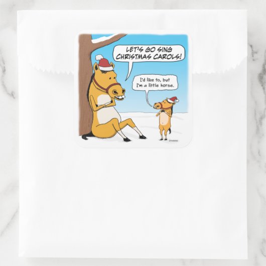 かわいい小おもしろいさな馬のクリスマス スクエアシール (バッグ)