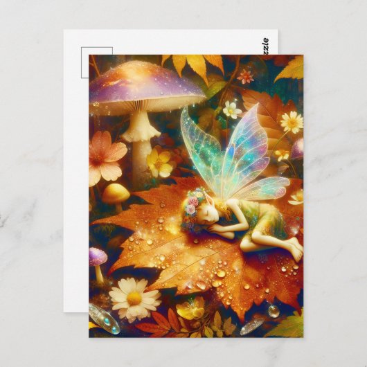 かわいい小お洒落妖精が眠っ空白のて ポストカード (正面/裏面)