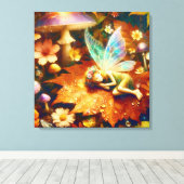 かわいい小お洒落妖精が眠る キャンバスプリント (インサイチュ (ウッドフロア))