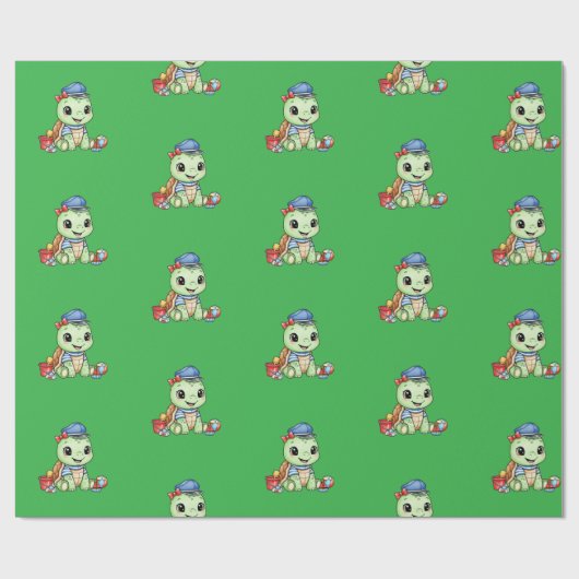 かわいい小さいカメ ラッピングペーパー (フラット)