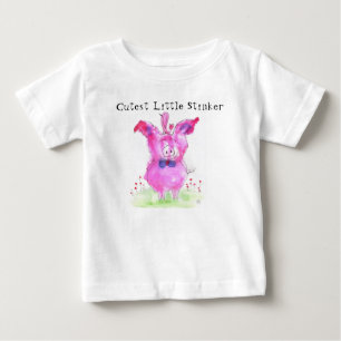 かわいい小さいチンカーブタ ベビーTシャツ
