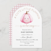 かわいい小さなかぼちゃが彼女の道に赤ちゃんシャワー 招待状 (正面/裏面)