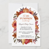 かわいい小さなかぼちゃが赤ちゃんシャワーの途中にある 招待状 (正面)