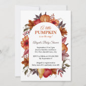 かわいい小さなかぼちゃが赤ちゃんシャワーの途中にある 招待状 (正面)