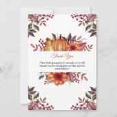 かわいい小さなかぼちゃが赤ちゃんシャワーの途中にある 招待状 (裏面)