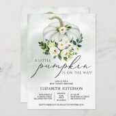かわいい小さなかぼちゃのグリーン ブォホ ベイビーシャワー 招待状 (正面/裏面)