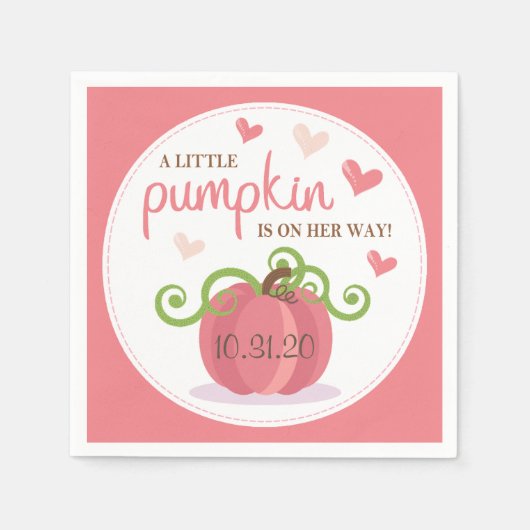 かわいい小さなかぼちゃの女の子ベビーシャワー スタンダードカクテルナプキン (正面)