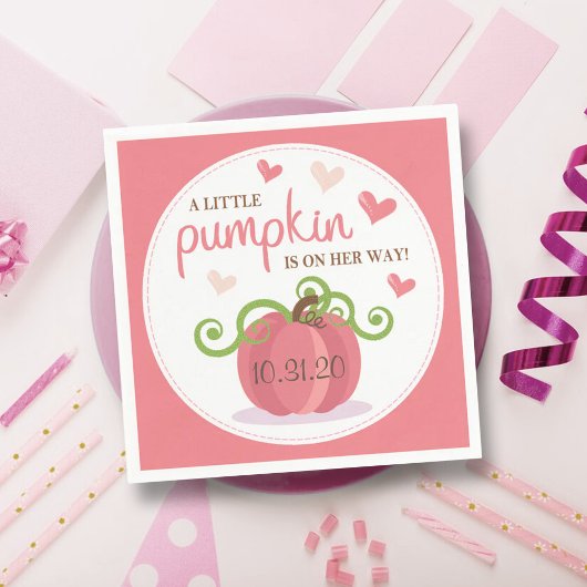 かわいい小さなかぼちゃの女の子ベビーシャワー スタンダードカクテルナプキン