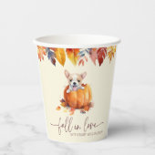 かわいい小さなかぼちゃの子犬の秋ラブベビーシャワー 紙コップ (正面)