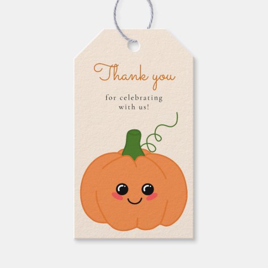 かわいい小さなかぼちゃの秋赤ちゃんシャワーありがとう ギフトタグ (正面)