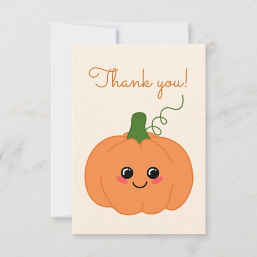 かわいい小さなかぼちゃオレンジ色の赤ちゃんシャワー サンキューカード (正面)