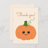 かわいい小さなかぼちゃオレンジ色の赤ちゃんシャワー サンキューカード (正面/裏面)