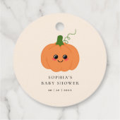 かわいい小さなかぼちゃオレンジ色の赤ちゃんシャワー フェイバータグ (裏面)