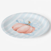 かわいい小さなかぼちゃブルーボウ赤ちゃんシャワー ペーパープレート (アングル)