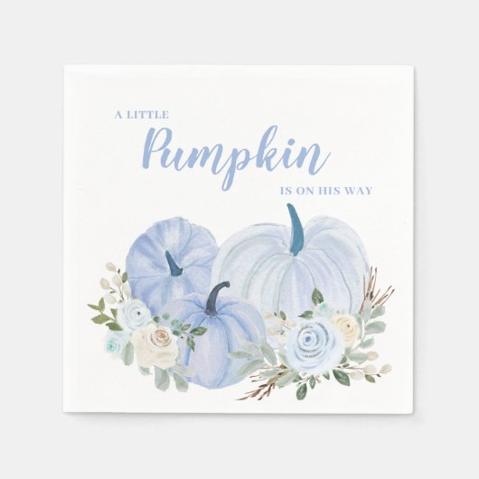 かわいい小さなかぼちゃブルー赤ちゃんシャワー スタンダードカクテルナプキン (正面)