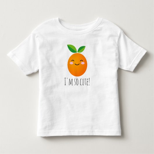 かわいい小さなかわいいオレンジ色のフルーツ顔スケッチ トドラーTシャツ (正面)