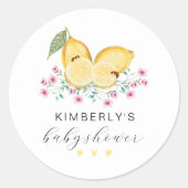 かわいい小さなかわいこちゃんレモンシトラスベビーシャワー ラウンドシール (正面)